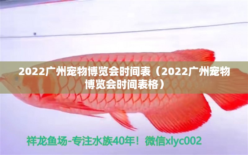 2022广州宠物博览会时间表（2022广州宠物博览会时间表格）