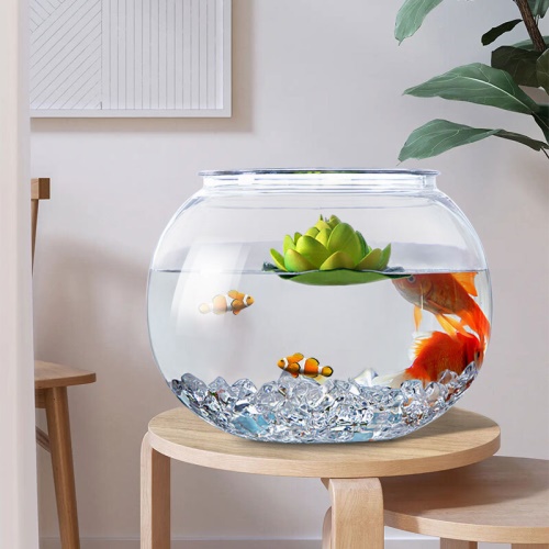 sobo松宝圆形鱼缸客厅家用防摔PC塑料金鱼缸创意小型造景生态桌面鱼缸