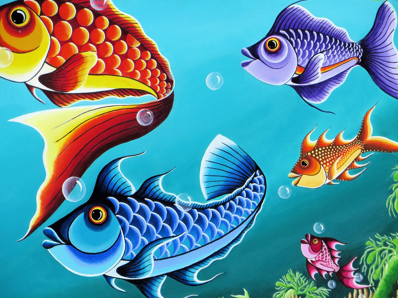 怎么画鱼缸和鱼画画的视频（教我画鱼缸） 双线侧鱼 第2张